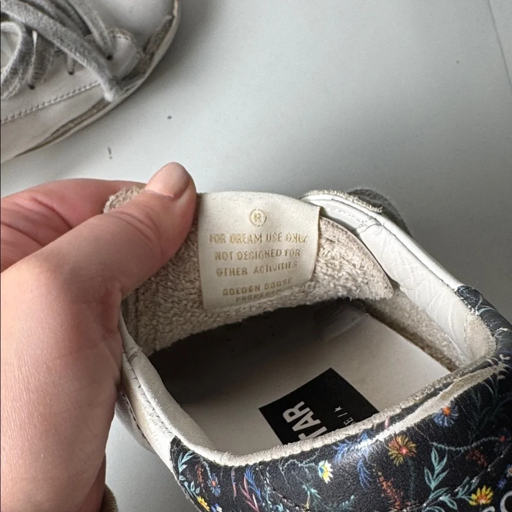 Golden Goose Super Star with Navy Floral star and Heel Detail Sneaker Size 36 - Picture 7 of 7